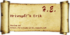 Hrivnyák Erik névjegykártya