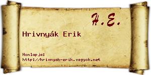Hrivnyák Erik névjegykártya